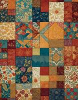 AI generated Handmade Patchwork Blanket Detail photo