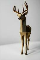 AI generated Origami deer on light background photo