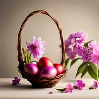 AI generated Group of Easter eggs with bright colors photo