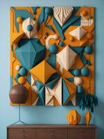 AI generated 3D Wall Art in Colorful Geometric Design photo