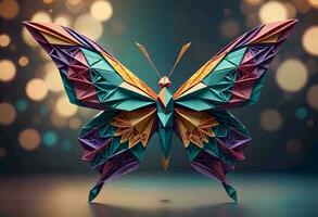 ai generado vistoso origami mariposa foto