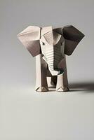 AI generated Origami elephant on light background photo