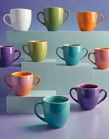 AI generated Colorful Ceramic Mugs, Generative AI photo
