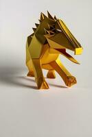 AI generated Origami dinosaur on light background photo