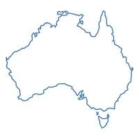 Map of Australia in blue outline on transparent background vector