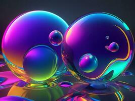 AI generated Bubble abstract 3d render of colorful bubbles abstract background generative ai photo