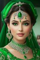 ai generado Boda nupcial maquillaje pakistaní y indio foto