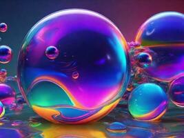 AI generated Bubble abstract 3d render of colorful bubbles abstract background generative ai photo