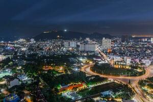 Night in Vung Tau city and coast, Vietnam. Vung Tau is a famous coastal city in the South of Vietnam photo