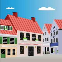 Classic building in a village background vector