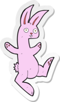 sticker of a funny cartoon pink rabbit png