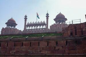 arquitectónico detalles de lal qila - rojo fuerte situado en antiguo Delhi, India, ver dentro Delhi rojo fuerte el famoso indio puntos de referencia foto