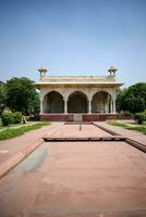 arquitectónico detalles de lal qila - rojo fuerte situado en antiguo Delhi, India, ver dentro Delhi rojo fuerte el famoso indio puntos de referencia foto