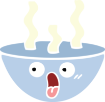 flat color retro cartoon bowl of hot soup png