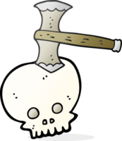 cartoon axe in skull png