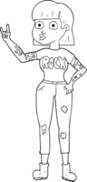 black and white cartoon rock girl png