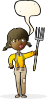 cartoon farmer girl with speech bubble png