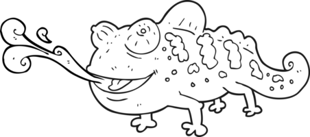 black and white cartoon chameleon png