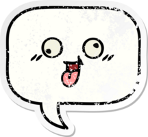 distressed sticker of a cute cartoon speech bubble png