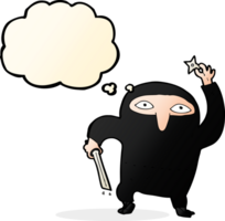 tekenfilm Ninja met gedachte bubbel png