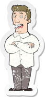 retro noodlijdende sticker van een cartoon nerveuze man zweten png