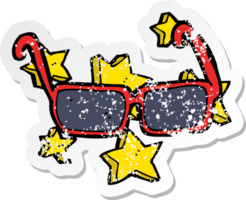 retro distressed sticker of a cartoon expensive sunglasses png