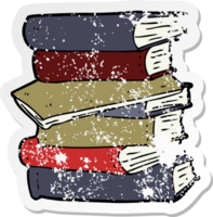 retro distressed sticker of a cartoon pile of books png