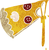 stravagante fetta di pizza cartone animato in stile illustrazione retrò png