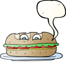 Rede Blase Karikatur sub Sandwich png