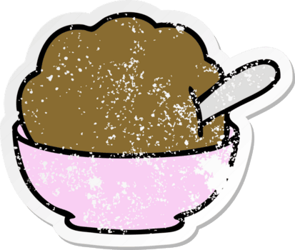 bedrövad klistermärke av en udda handritad chokladglass png