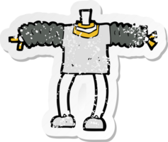 retro distressed sticker of a cartoon robot body png