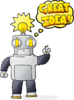 gedachte bubbel tekenfilm robot met Super goed idee png