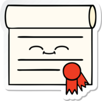 sticker of a cute cartoon certificate png