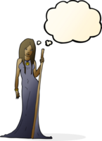 cartoon sorceress  with thought bubble png