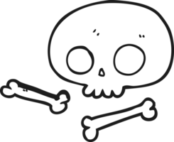 black and white cartoon skull and bones png