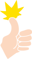 flat color illustration of a cartoon thumbs up png