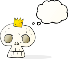 pensée bulle dessin animé crâne avec couronne png
