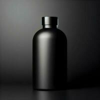 AI generated 3D illustration Rendering Aluminium Bottle on White Background Black Grey White photo