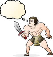 cartoon fantasy hero man with thought bubble png