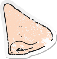 retro distressed sticker of a cartoon nose png