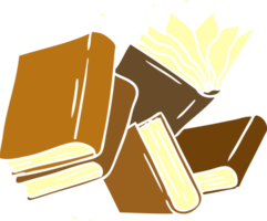 cartoon doodle of a collection of books png