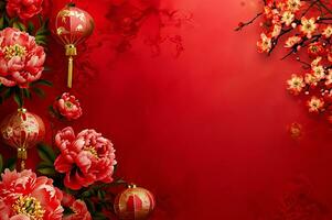 AI generated Pattern art background of Chinese New Year festival photo