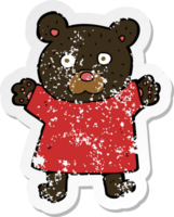 retro distressed sticker of a cartoon cute black bear png