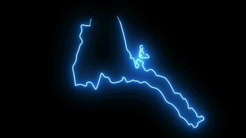 animerad eritrea Land Karta ikon med en lysande neon effekt video