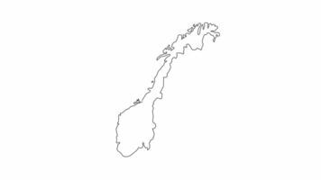 geanimeerd schetsen van Noorwegen kaart icoon video