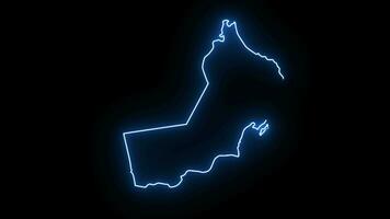 Animation of Oman country map icon with a glowing neon effect video