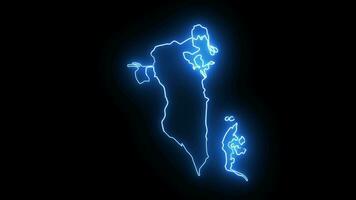 Animated Bahrain map icon with a glowing neon effect video