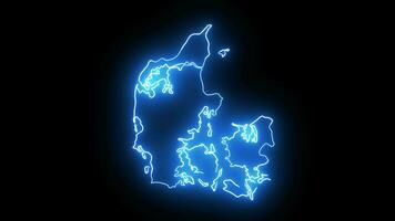 Animated Denmark map icon with a glowing neon effect video