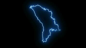 Animated map icon for the country of Moldova with a glowing neon effect video