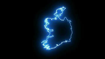 animato Irlanda carta geografica icona con un' raggiante neon effetto video